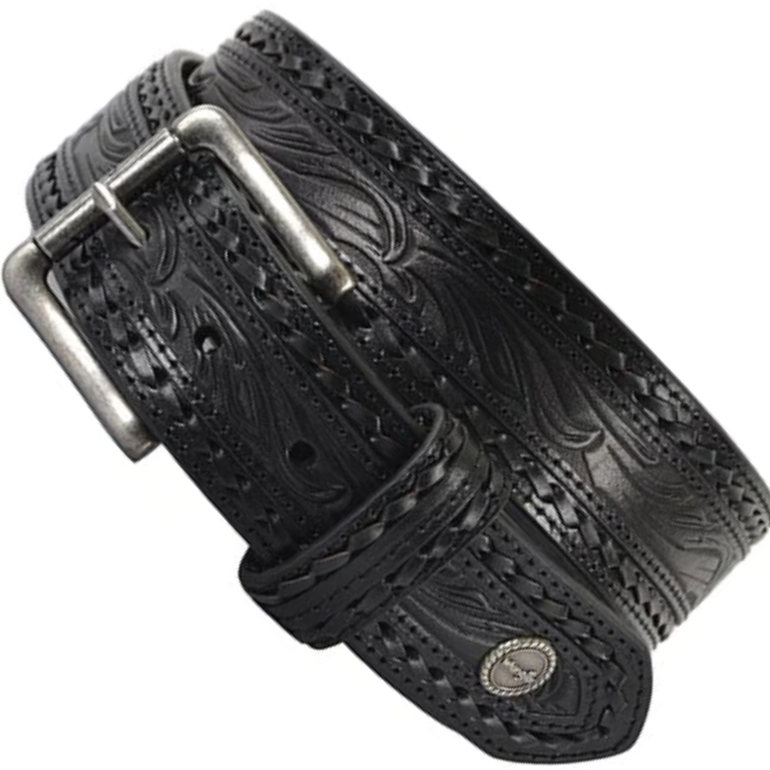 Wrangler Kyle Full Grain Leather Belt- Black