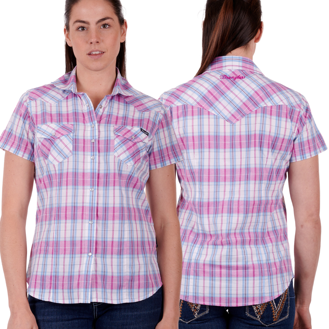 Wrangler Womens Sanda Check Short Sleeve Shirt