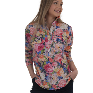 BullRush Womens Cambridge Rose Half Placket Long Sleeve Shirt - Stylish Outback Clothing