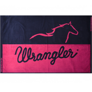 Wrangler Running Horse Logo Beach Towel- NAVY/ PINK - Stylish Outback Clothing