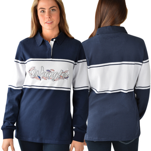 Wrangler Womens Feather Pullover Rugby- NAVY