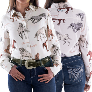 Wrangler Womens Beyer Horse-Print LS Shirt