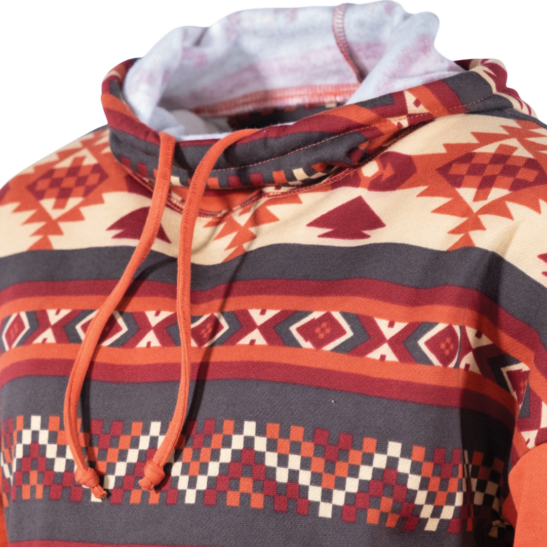 Outback Trading Womens Freya Aztec Pullover Hoodie- ORANGE - Stylish Outback Clothing