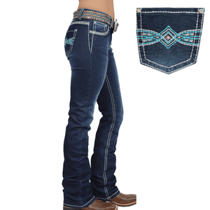 Pure Western Womens Indiana Mid-Rise, Relaxed Rider Jean - 36" Leg only - Stylish Outback Clothing