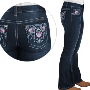 Pure Western Womens Leah Mid-Rise, Bootcut Jeans - 32" Leg only - Stylish Outback Clothing