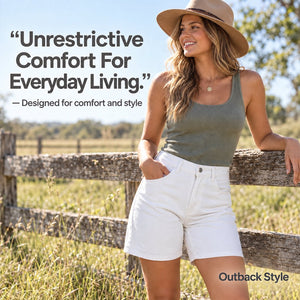 Outback Style Stretch Denim Mid-Length Shorts WHITE