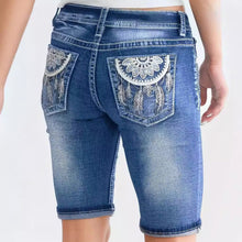 Outback Style Dreamcatcher Mid Length Stretch Denim Shorts