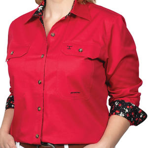 Just Country Womens Brooke Trim Full-Button LS Shirt-CHERRY - Stylish Outback Clothing