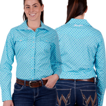 Wrangler Womens Akilah Print LS Shirt-AQUA