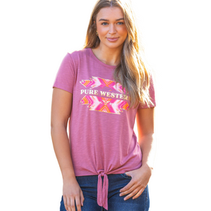 Pure Western Womens Lylah Tie-Front Tee