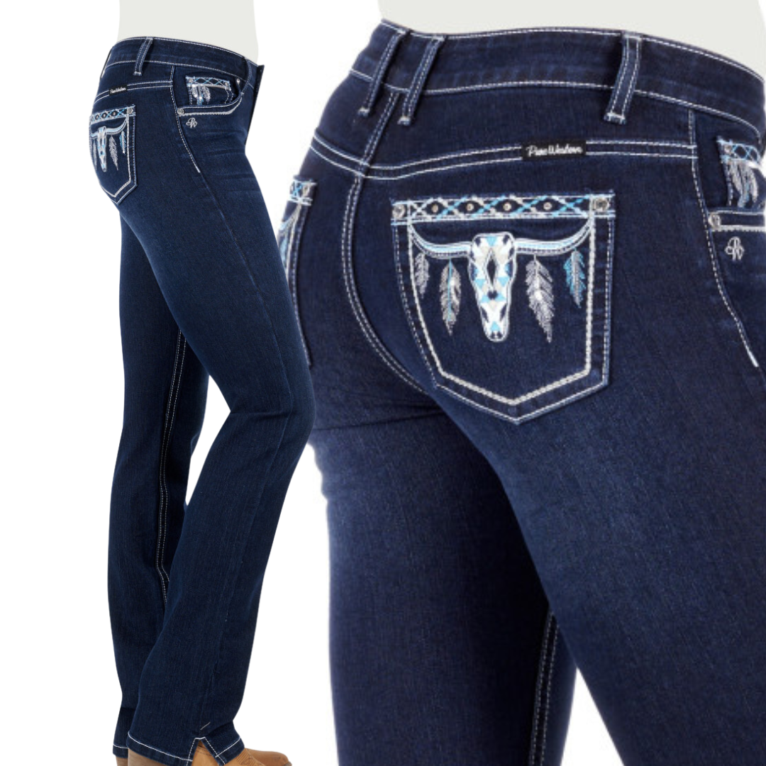 Pure Western Womens Raina MID-RISE, Straight-Leg Jeans 34