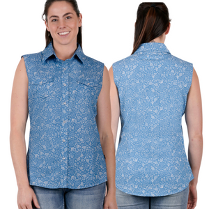 Pure Western Womens Giselle Paisley Print Sleeveless Shirt
