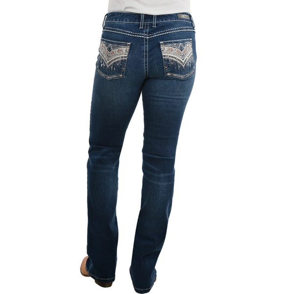 Wrangler Womens Rock 47 Faye Low-Rise Bootcut Jeans -34" Leg