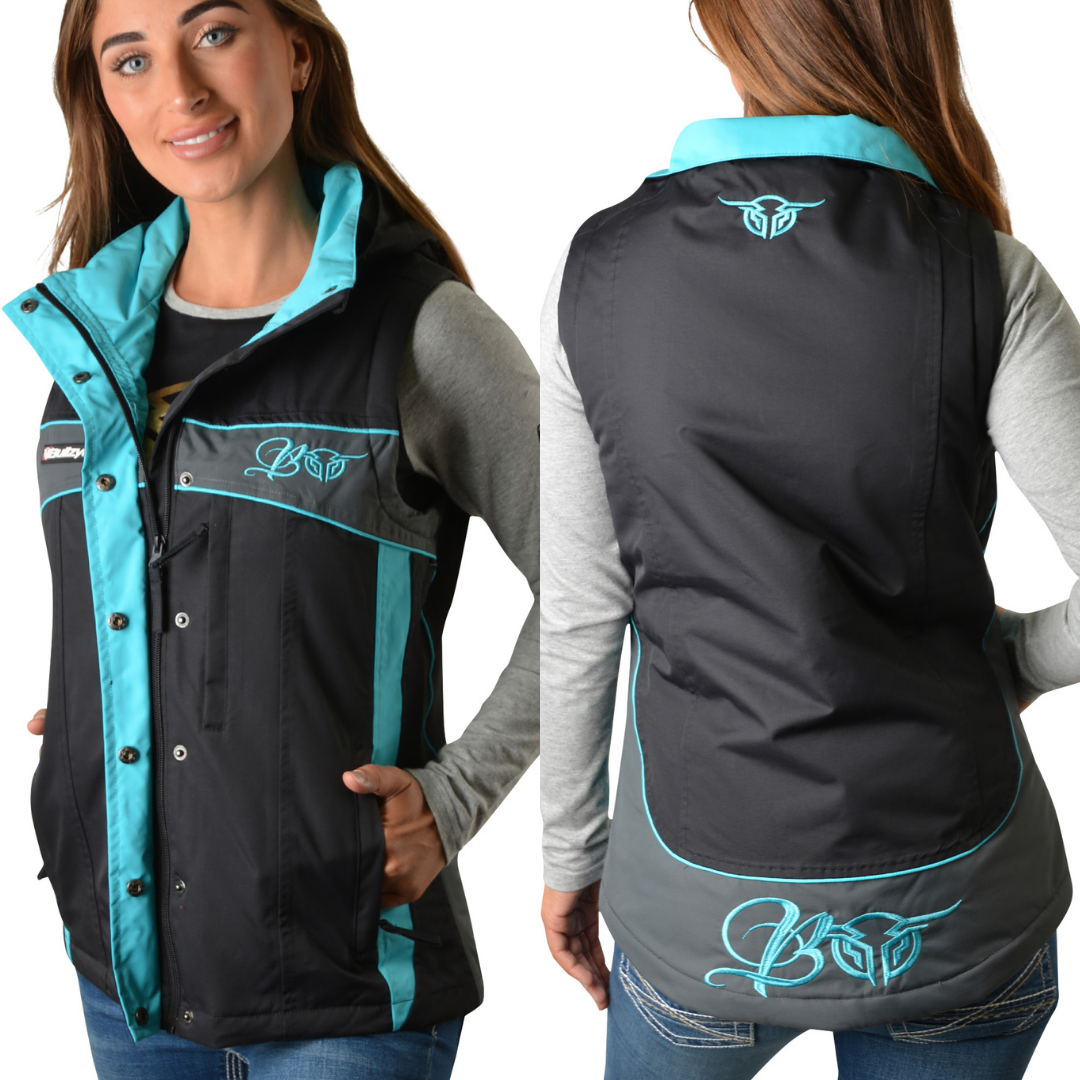 Bullzye Womens Carla Water-Proof VEST- AQUA - Stylish Outback Clothing