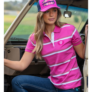 Pure Western Womens Emerie Polo- PINK