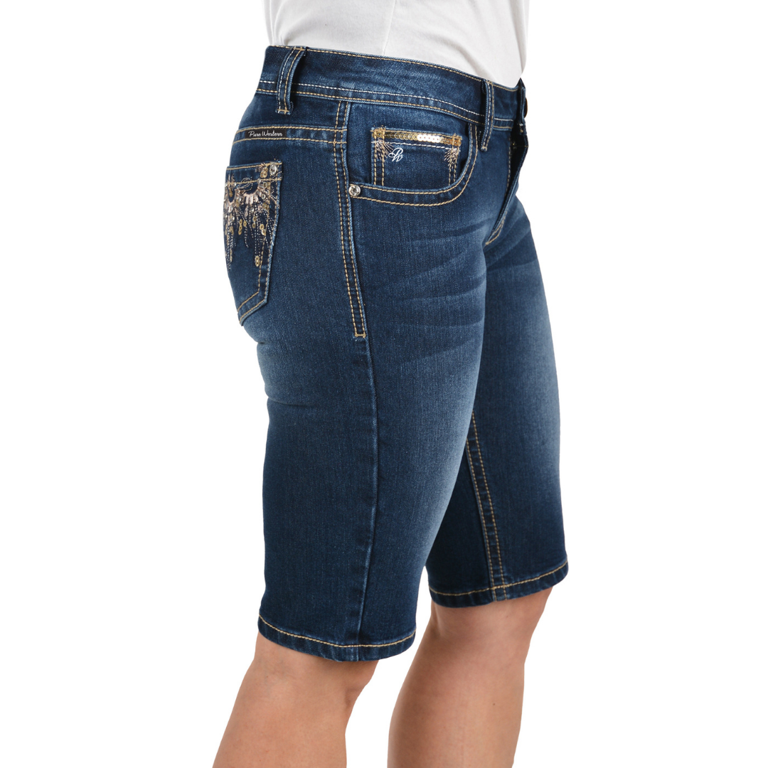 Pure Western Womens Beth MID-RISE, Mid-Length DenimShorts