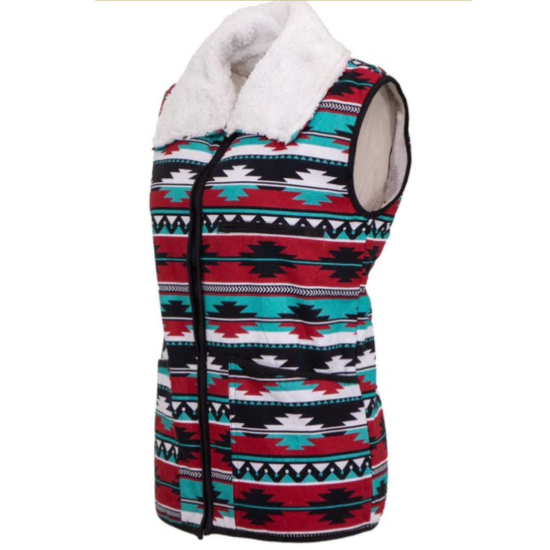 Outback Trading Womens Kerry Fleece Vest/ Oilskin Liner-AZTEC - Stylish Outback Clothing