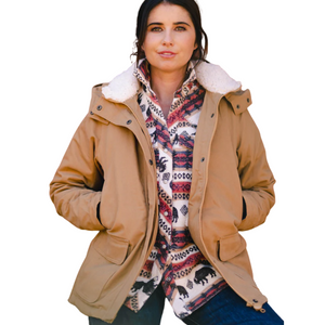 Outback Trading Womens Juniper Canvas Jacket-TAN