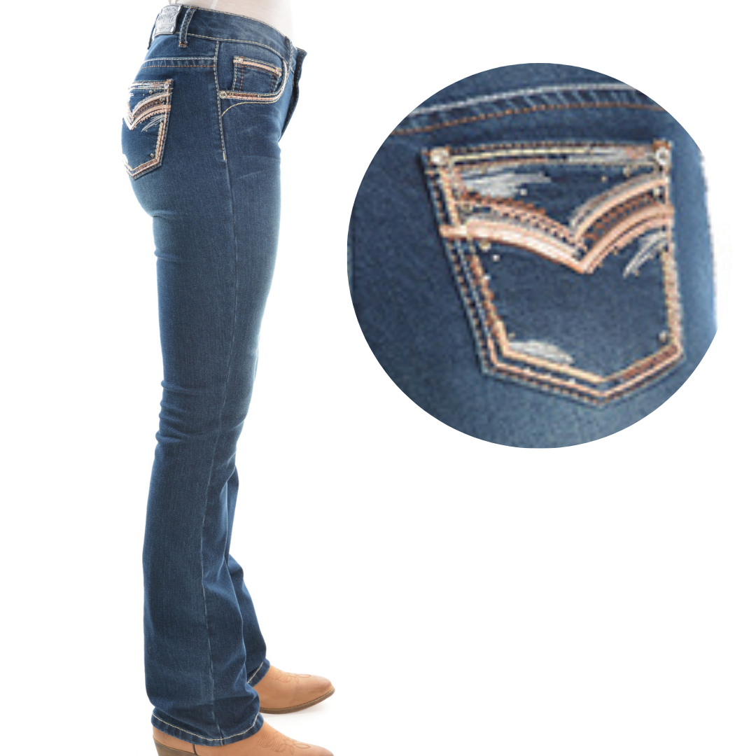Pure Western Womens Emma Mid-Rise, Bootcut Jeans - 32" Leg only - Stylish Outback Clothing