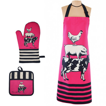 Thomas Cook Farm Friends Apron & Oven Mitt Set - PINK - Stylish Outback Clothing