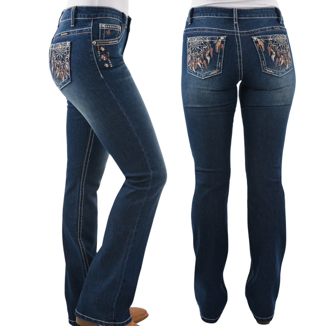 Pure Western Womens Lola Mid-Rise, Bootcut Jeans - 34" Leg only - Stylish Outback Clothing