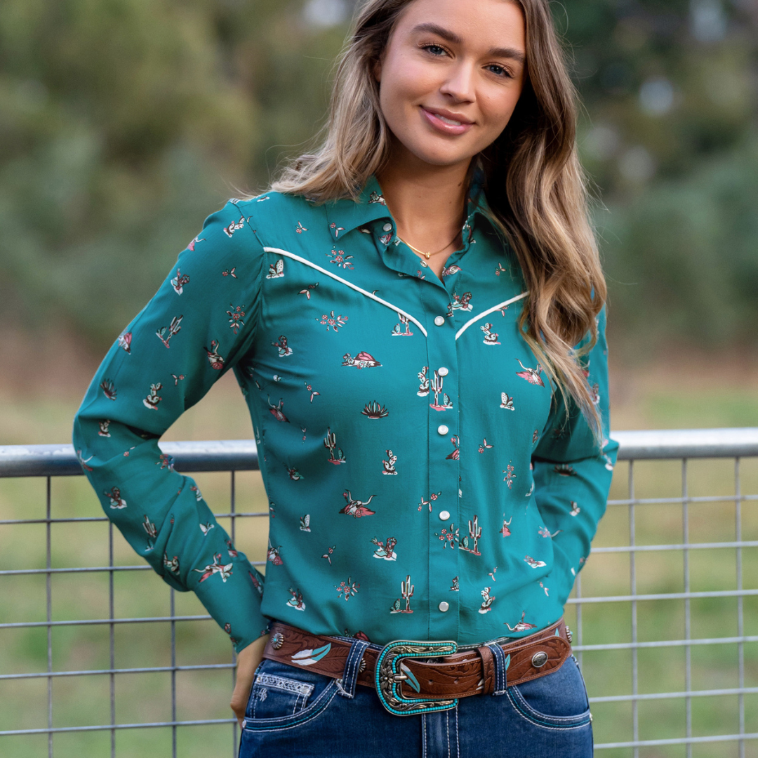Pure Western Womens Becca Print Western LS Shirt - Stylish Outback Clothing