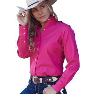 Wrangler Womens Tracey Drill LS Shirt-PINK