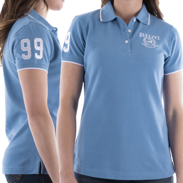 Bullzye Womens Varsity Polo - BLUE - Stylish Outback Clothing