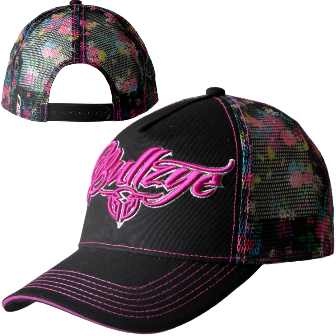 Bullzye Womens Oasis Trucker Cap - BLACK/ VIOLET - Stylish Outback Clothing