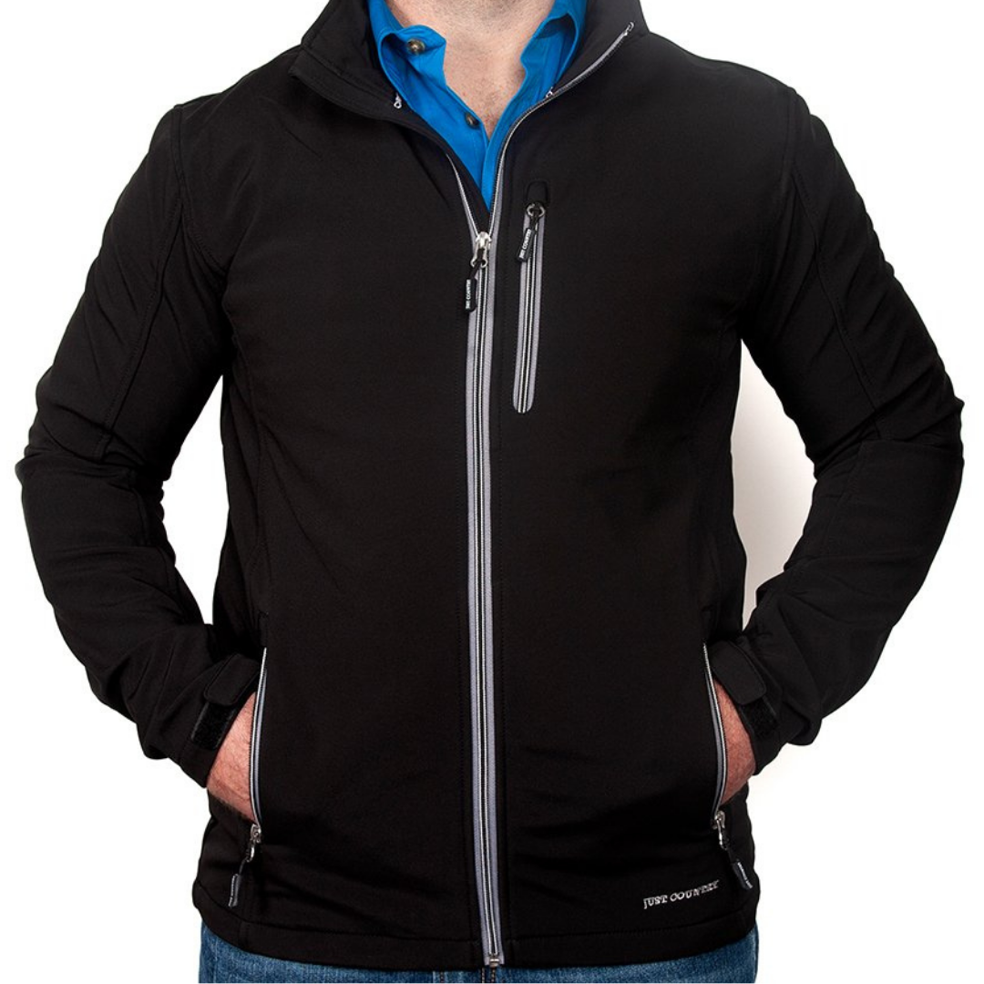 Just Country MENS Geoffrey Softshell Jacket - BLACK - Stylish Outback Clothing