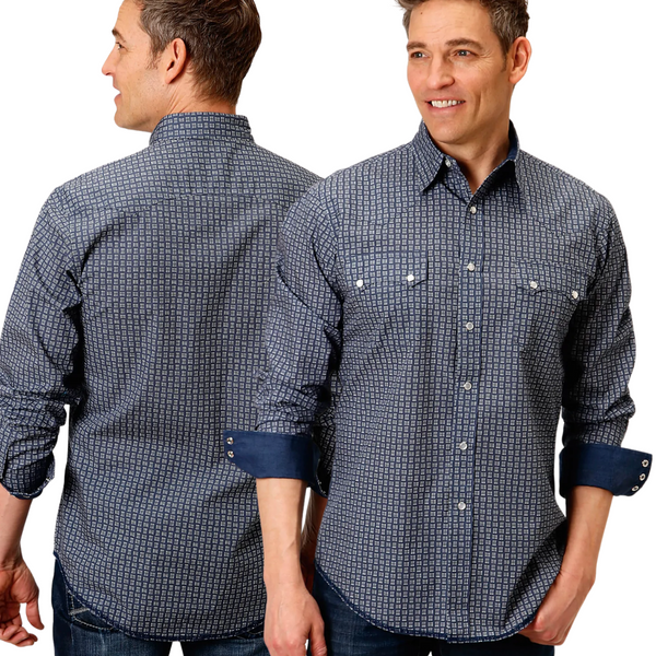 Roper Mens West Made Collection Shirt- NAVY - Stylish Outback Clothing