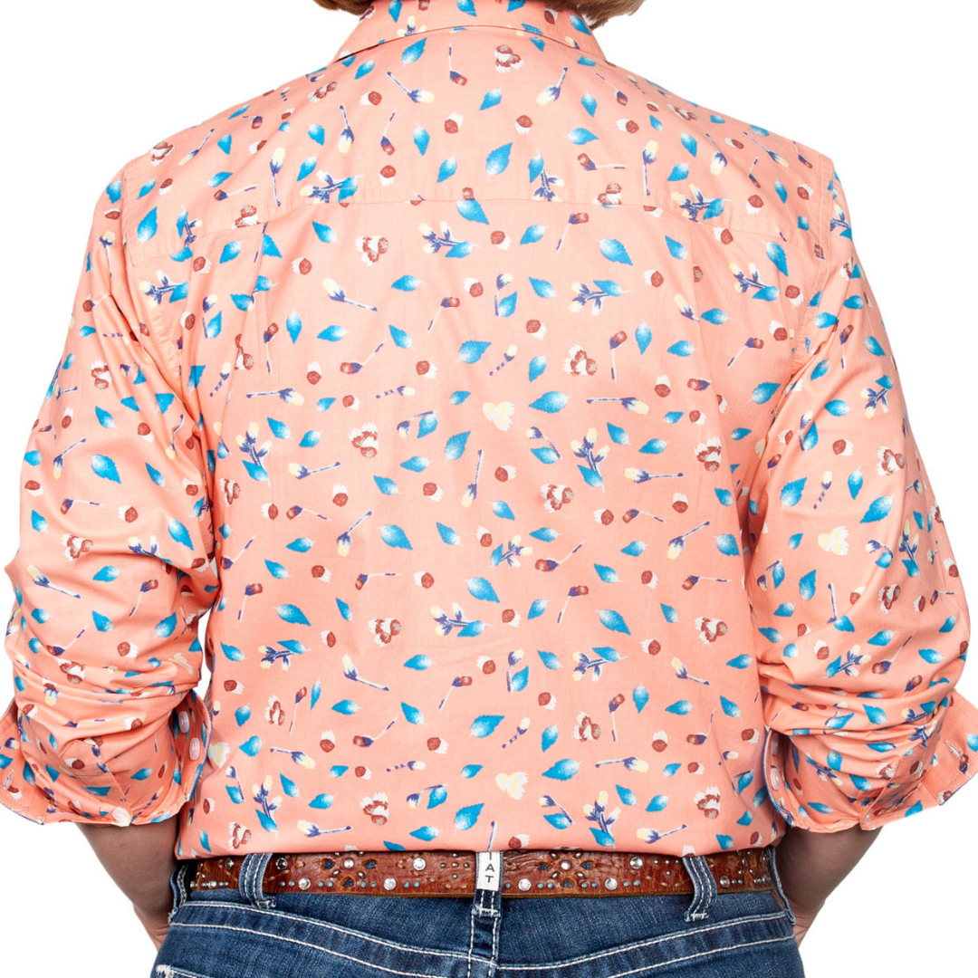 Just Country Womens Abbey Full-Button Print LS Shirt-BLUE - Stylish Outback Clothing