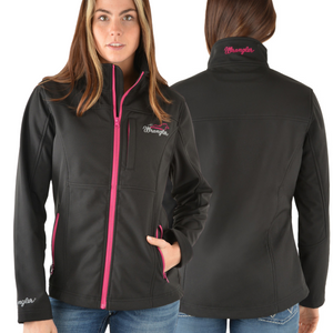 Wrangler Womens Softshell Jacket- BLACK/ PINK - Stylish Outback Clothing