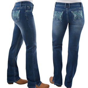Pure Western Womens Camilla Mid-Rise, Straight Leg Jeans - 34" Leg only - Stylish Outback Clothing