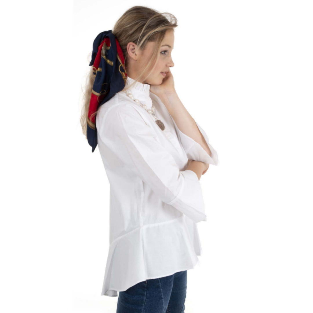 BullRush Womens 2 Piece Rafelle Shirt-Top Set WHITE-NAVY - Stylish Outback Clothing