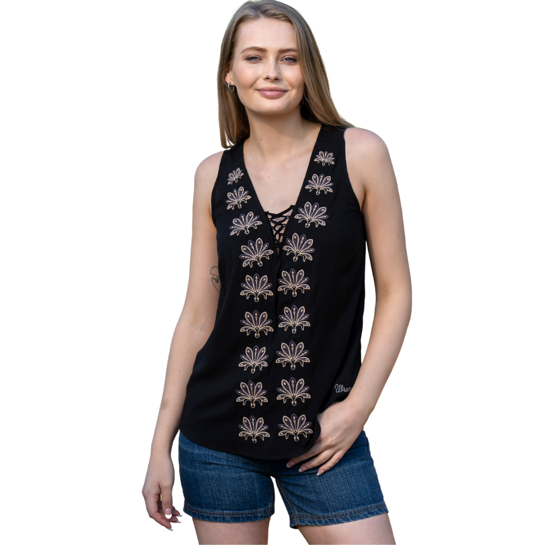 Wrangler Womens Rosalie Embroidered Tank Top - Stylish Outback Clothing