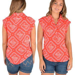 Wrangler Womens Jennie Print Sleeveless Shirt - Stylish Outback Clothing