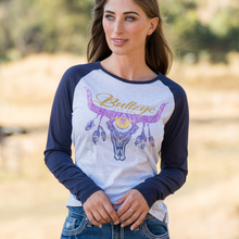 Bullzye Womens Sunset Steer Long Sleeve Top - Stylish Outback Clothing