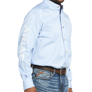 Ariat Mens Team LOGO Twill Classic LS Shirt- OXFORD BLUE - Stylish Outback Clothing