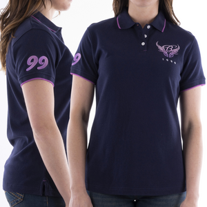 Bullzye Womens Wings Polo- NAVY - Stylish Outback Clothing