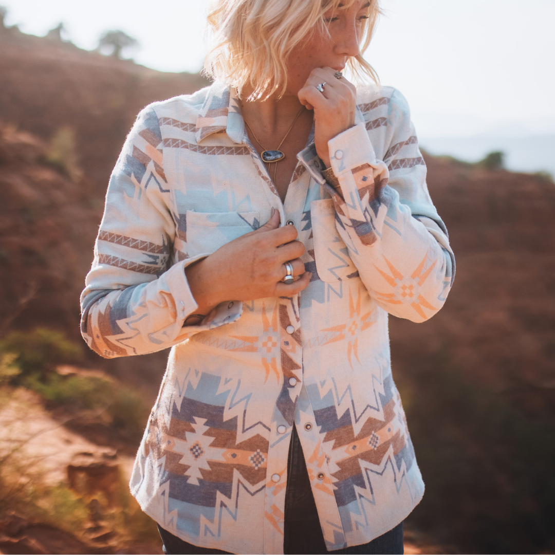 Outback Trading Womens Brianna Aztec design Over Shirt