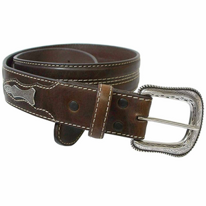 Roper Mens Top Grain Leather Belt - BROWN - Stylish Outback Clothing