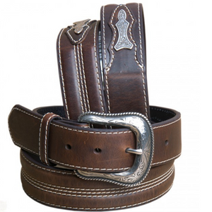 Roper Mens Top Grain Leather Belt - BROWN - Stylish Outback Clothing