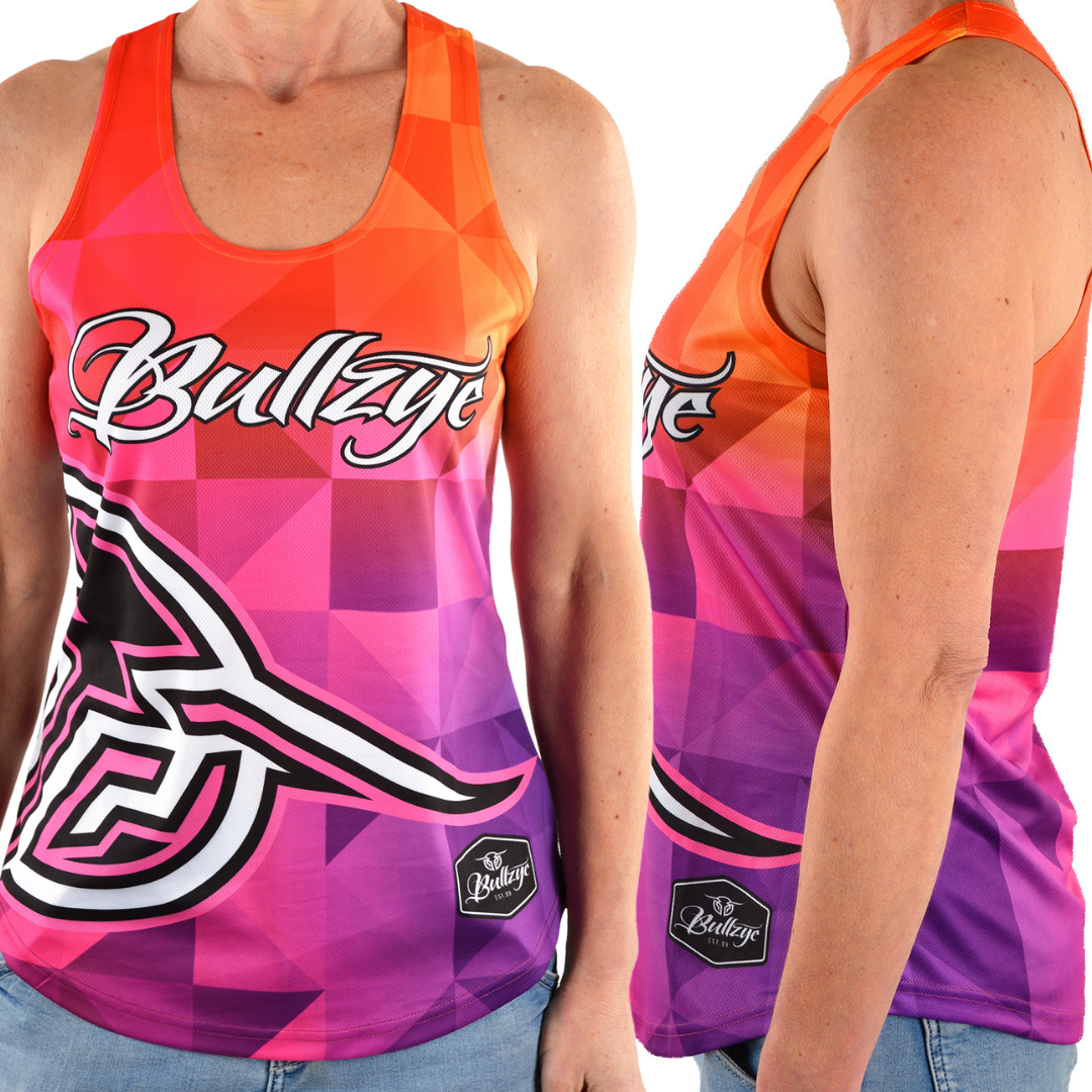 Bullzye Womens Ripple Super-Cool Singlet- FLAME - Stylish Outback Clothing