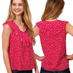 Roper Womens 5 Star Collection Sleeveless Top-PINK - Stylish Outback Clothing