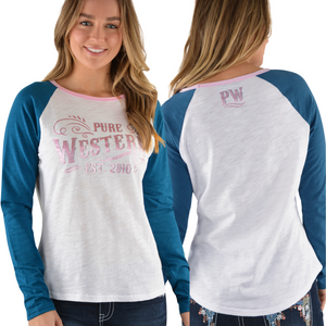 Pure Western Womens Jac LS Raglan Top - Stylish Outback Clothing