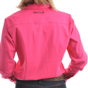 Wrangler Womens Tracey Drill LS Shirt-PINK - Stylish Outback Clothing