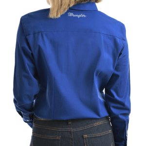 Wrangler Womens Tracey Drill LS Shirt-ROYAL BLUE - Stylish Outback Clothing