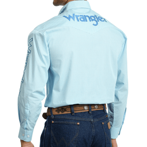 Wrangler Mens Western Logo Print LS shirt - Stylish Outback Clothing