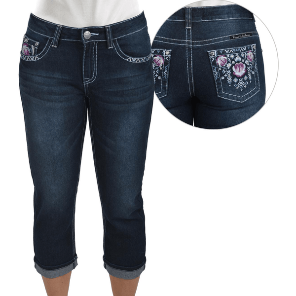 Pure Western Womens Leah Mid-Rise Denim Capri Pants - Stylish Outback Clothing